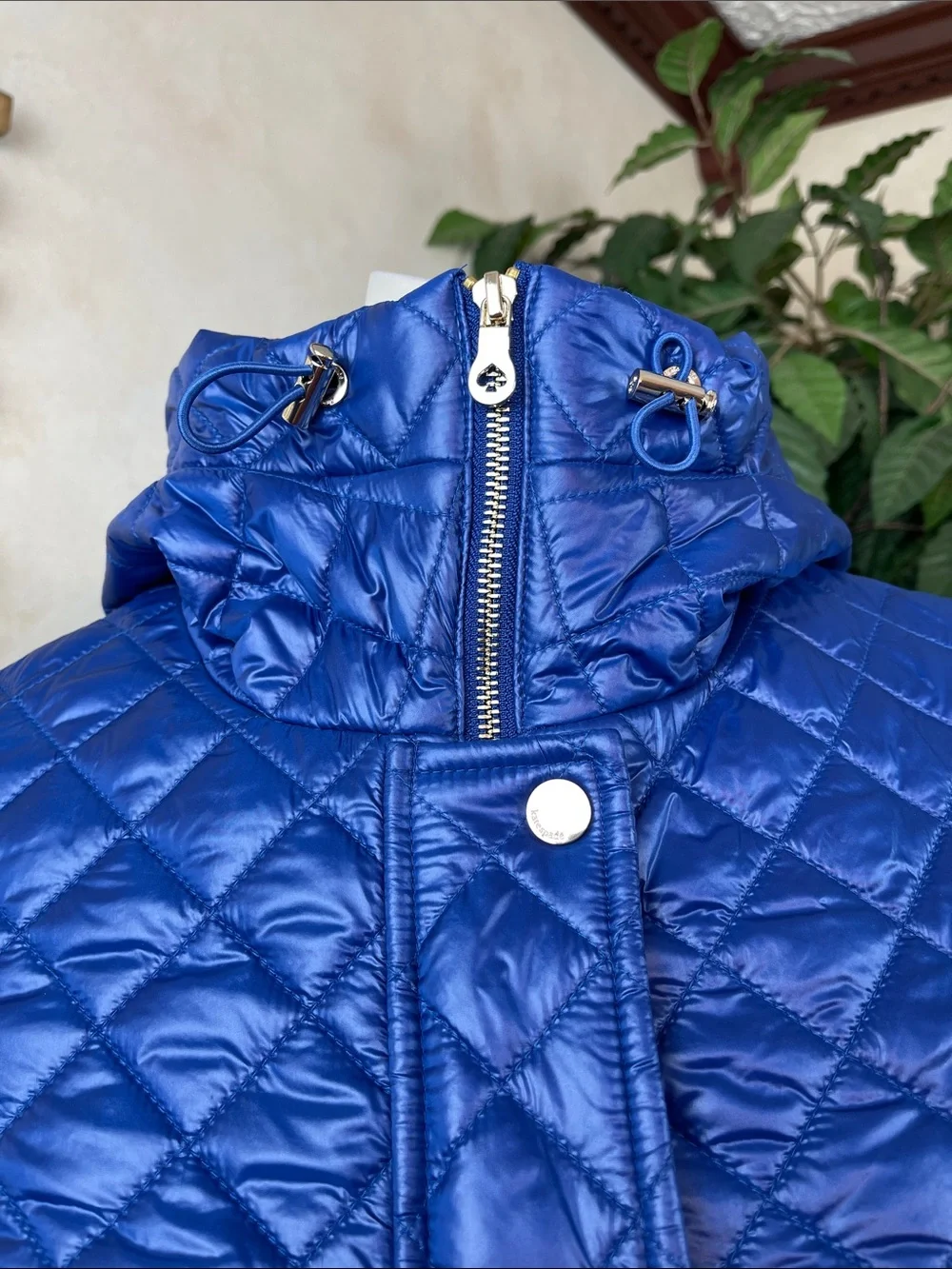 KATE SPADE LAPIS BLUE QUILTED HOODED JACKET